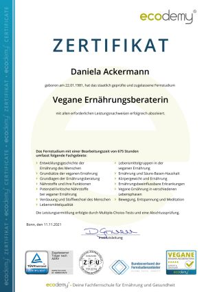 Zertifikat Ecodemy Ernährungsberater